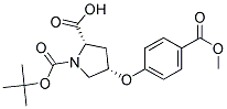 (2S,4S)-1-(tert-butoxycarbonyl)-4-[4-(methoxycarbonyl)phenoxy]pyrrolidine-2-carboxylic acid Struktur