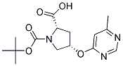 (2S,4S)-1-(tert-butoxycarbonyl)-4-[(6-methylpyrimidin-4-yl)oxy]pyrrolidine-2-carboxylic acid Struktur