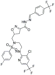 N-(2-((3-Chloro-5-(trifluoromethyl)-2-pyridinyl)amino)ethyl)-4-fluoro-N-((3-((2-((4-(trifluoromethyl)phenyl)methylene)hydrazino)carbonyl)-4,5-dihydro-5-isoxazolyl)methyl)benzenesulfonamide Struktur