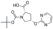 (2S,4S)-1-(tert-butoxycarbonyl)-4-(pyrimidin-2-yloxy)pyrrolidine-2-carboxylic acid Struktur