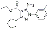 ethyl 5-amino-3-cyclopentyl-1-(3-methylphenyl)-1H-pyrazole-4-carboxylate Struktur