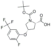 (2S,4S)-1-(tert-butoxycarbonyl)-4-[2-fluoro-5-(trifluoromethyl)phenoxy]pyrrolidine-2-carboxylic acid Struktur