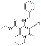 ETHYL2-BENZYLAMINO-3-CYANO-4-OXO-6,7,8,9-TETRAHYDRO-4H-QUINOLIZINE-1-CARBOXYLATE Struktur