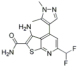 3-Amino-6-difluoromethyl-4-(1,5-dimethyl-1H-pyrazol-4-yl)-thieno[2,3-b]pyridine-2-carboxylicacidamide Struktur