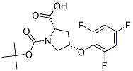 (2S,4S)-1-(tert-butoxycarbonyl)-4-(2,4,6-trifluorophenoxy)pyrrolidine-2-carboxylic acid Struktur