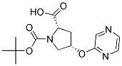 (2S,4S)-1-(tert-butoxycarbonyl)-4-(pyrazin-2-yloxy)pyrrolidine-2-carboxylic acid Struktur