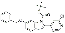 6-Benzyloxy-2-(6-chloro-pyrimidin-4-yl)-indole-1-carboxylic acid tert-butyl ester Struktur