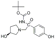 (S,S)-2-N-BOC-AMINO-2-(4-HYDROXY-PHENYL)-1-(3-HYDROXY-PYRROLIDIN-1-YL)-ETHANONE
 Struktur