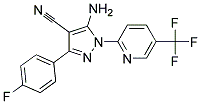 5-amino-3-(4-fluorophenyl)-1-[5-(trifluoromethyl)pyridin-2-yl]-1H-pyrazole-4-carbonitril Struktur