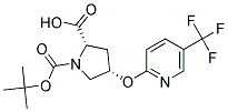 (2S,4S)-1-(tert-butoxycarbonyl)-4-{[5-(trifluoromethyl)pyridin-2-yl]oxy}pyrrolidine-2-carboxylic acid Struktur