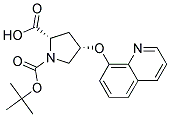 (2S,4S)-1-(tert-butoxycarbonyl)-4-(quinolin-8-yloxy)pyrrolidine-2-carboxylic acid Struktur