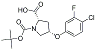 (2S,4S)-1-(tert-butoxycarbonyl)-4-(4-chloro-3-fluorophenoxy)pyrrolidine-2-carboxylic acid Struktur