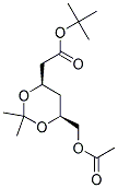 (4R,6S) (6-Acetoxymethyl-2,2-dimethyl-[1,3]dioxan-4-yl)-acetic acid tert-butyl ester Struktur