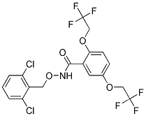 N-((2,6-Dichlorobenzyl)oxy)-2,5-bis(2,2,2-trifluoroethoxy)benzenecarboyjimide Struktur