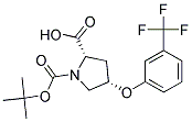 (2S,4S)-1-(tert-butoxycarbonyl)-4-[3-(trifluoromethyl)phenoxy]pyrrolidine-2-carboxylic acid Struktur