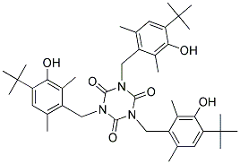 Tris(4-tert-butyl-3-hydroxy-2,6-dimethylbenzyl)-s-triazine-2,4,6-[1H,3H,5H]-trione Struktur