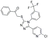 2-((5-(6-CHLORO-3-PYRIDYL)-4-[3-(TRIFLUOROMETHYL)PHENYL]-4H-1,2,4-TRIAZOL-3-YL)THIO)-1-PHENYLETHAN-1-ONE Struktur