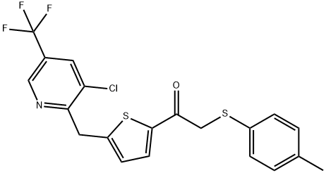 1-(5-([3-CHLORO-5-(TRIFLUOROMETHYL)-2-PYRIDINYL]METHYL)-2-THIENYL)-2-[(4-METHYLPHENYL)SULFANYL]-1-ETHANONE Struktur