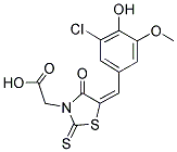 [(5E)-5-(3-CHLORO-4-HYDROXY-5-METHOXYBENZYLIDENE)-4-OXO-2-THIOXO-1,3-THIAZOLIDIN-3-YL]ACETIC ACID Struktur