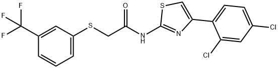 N-[4-(2,4-DICHLOROPHENYL)-1,3-THIAZOL-2-YL]-2-([3-(TRIFLUOROMETHYL)PHENYL]SULFANYL)ACETAMIDE Struktur