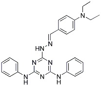 (E)-6-(2-(4-(DIETHYLAMINO)BENZYLIDENE)HYDRAZINYL)-N2,N4-DIPHENYL-1,3,5-TRIAZINE-2,4-DIAMINE Struktur