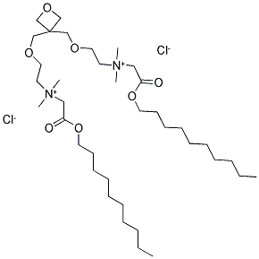 [2-(DECYLOXY)-2-OXOETHYL][2-((3-[(2-(1-[2-(DECYLOXY)-2-OXOETHYL]-1,1-DIMETH YLAMMONIO)ETHOXY)METHYL]OXETAN-3-YL)METHOXY)ETHYL]DIMETHYLAMMONIUM DICHLORI DE Struktur