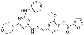 (E)-2-METHOXY-4-((2-(4-MORPHOLINO-6-(PHENYLAMINO)-1,3,5-TRIAZIN-2-YL)HYDRAZONO)METHYL)PHENYL FURAN-2-CARBOXYLATE Struktur