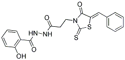 N'-(3-[(5Z)-5-BENZYLIDENE-4-OXO-2-THIOXO-1,3-THIAZOLIDIN-3-YL]PROPANOYL)-2-HYDROXYBENZOHYDRAZIDE Struktur