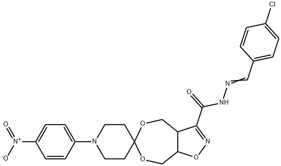 [N'-[(4-CHLOROPHENYL)METHYLIDENE]-4,5-BIS(HYDROXYMETHYL)-4,5-DIHYDRO-3-ISOXAZOLE CARBOHYDRAZIDE][1-(4-NITROPHENYL)PIPERID-4-ONE]ACETAL Struktur