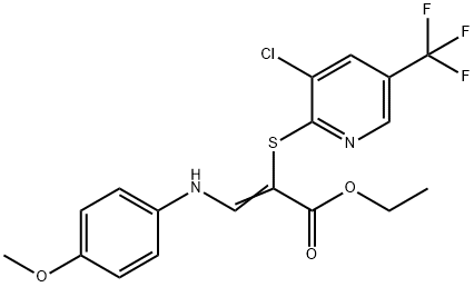 ETHYL 2-([3-CHLORO-5-(TRIFLUOROMETHYL)-2-PYRIDINYL]SULFANYL)-3-(4-METHOXYANILINO)ACRYLATE Struktur