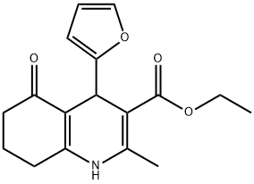 2-メチル-4-(2-フリル)-5-オキソ-1,4,5,6,7,8-ヘキサヒドロキノリン-3-カルボン酸エチル 化學(xué)構(gòu)造式