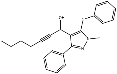 1-[1-METHYL-3-PHENYL-5-(PHENYLSULFANYL)-1H-PYRAZOL-4-YL]-2-HEPTYN-1-OL Struktur