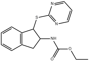 ETHYL N-[1-(2-PYRIMIDINYLSULFANYL)-2,3-DIHYDRO-1H-INDEN-2-YL]CARBAMATE Struktur