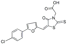 ((5E)-5-{[5-(4-CHLOROPHENYL)-2-FURYL]METHYLENE}-4-OXO-2-THIOXO-1,3-THIAZOLIDIN-3-YL)ACETIC ACID Struktur