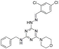 (E)-N-BENZYL-4-(2-(2,4-DICHLOROBENZYLIDENE)HYDRAZINYL)-6-MORPHOLINO-1,3,5-TRIAZIN-2-AMINE Struktur