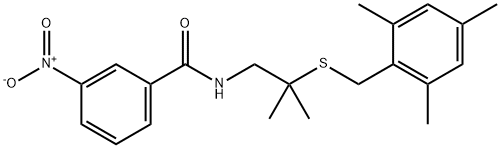 N-(2-[(MESITYLMETHYL)SULFANYL]-2-METHYLPROPYL)-3-NITROBENZENECARBOXAMIDE Struktur