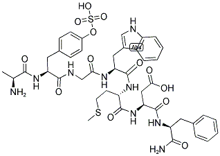 ALA-TYR(SO3H)-GLY-TRP-MET-ASP-PHE-NH2 Struktur