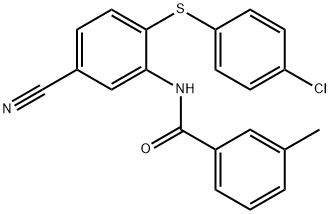 N-(2-[(4-CHLOROPHENYL)SULFANYL]-5-CYANOPHENYL)-3-METHYLBENZENECARBOXAMIDE Struktur