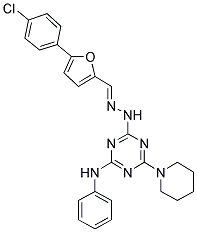 (E)-4-(2-((5-(4-CHLOROPHENYL)FURAN-2-YL)METHYLENE)HYDRAZINYL)-N-PHENYL-6-(PIPERIDIN-1-YL)-1,3,5-TRIAZIN-2-AMINE Struktur