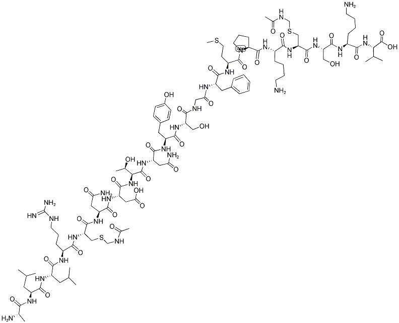 ALA-LEU-LEU-ARG-CYS(ACM)-ASN-ASP-THR-ASN-TYR-SER-GLY-PHE-MET-PRO-LYS-CYS(ACM)-SER-LYS-VAL Struktur