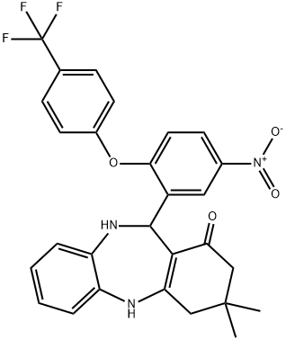 2,10-DIAZA-5,5-DIMETHYL-9-(5-NITRO-2-(4-(TRIFLUOROMETHYL)PHENOXY)PHENYL)TRICYCLO[9.4.0.0(3,8)]PENTADECA-1(15),3(8),11(12),13-TETRAEN-7-ONE Struktur