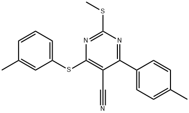 4-(4-METHYLPHENYL)-6-[(3-METHYLPHENYL)SULFANYL]-2-(METHYLSULFANYL)-5-PYRIMIDINECARBONITRILE Struktur