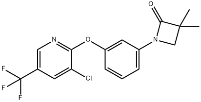 1-(3-([3-CHLORO-5-(TRIFLUOROMETHYL)-2-PYRIDINYL]OXY)PHENYL)-3,3-DIMETHYL-2-AZETANONE Struktur