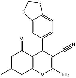 2-AMINO-4-BENZO[D]1,3-DIOXOLEN-5-YL-7-METHYL-5-OXO-4,6,7,8-TETRAHYDRO2H-CHROMENE-3-CARBONITRILE Struktur