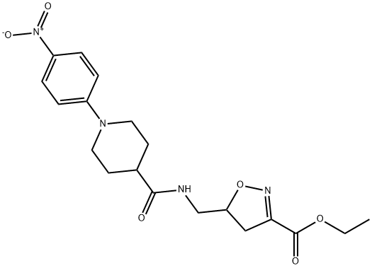 ETHYL 5-[(([1-(4-NITROPHENYL)-4-PIPERIDINYL]CARBONYL)AMINO)METHYL]-4,5-DIHYDRO-3-ISOXAZOLECARBOXYLATE Struktur