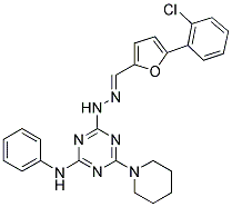 (E)-4-(2-((5-(2-CHLOROPHENYL)FURAN-2-YL)METHYLENE)HYDRAZINYL)-N-PHENYL-6-(PIPERIDIN-1-YL)-1,3,5-TRIAZIN-2-AMINE Struktur