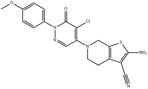 2-AMINO-6-[5-CHLORO-1-(4-METHOXYPHENYL)-6-OXO-1,6-DIHYDRO-4-PYRIDAZINYL]-4,5,6,7-TETRAHYDROTHIENO[2,3-C]PYRIDINE-3-CARBONITRILE Struktur