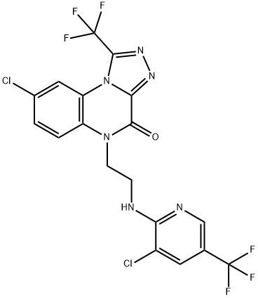 8-CHLORO-5-(2-([3-CHLORO-5-(TRIFLUOROMETHYL)-2-PYRIDINYL]AMINO)ETHYL)-1-(TRIFLUOROMETHYL)[1,2,4]TRIAZOLO[4,3-A]QUINOXALIN-4(5H)-ONE Struktur