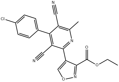 ETHYL 4-[4-(4-CHLOROPHENYL)-3,5-DICYANO-6-METHYL-2-PYRIDINYL]-3-ISOXAZOLECARBOXYLATE Struktur