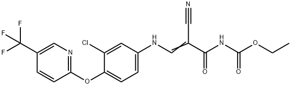 ETHYL N-[3-(3-CHLORO-4-([5-(TRIFLUOROMETHYL)-2-PYRIDINYL]OXY)ANILINO)-2-CYANOACRYLOYL]CARBAMATE Struktur